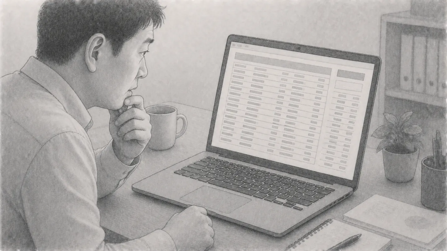 机の上のノートPC。クレジットカードの利用明細に、似たような少額の月額がいくつも並んでいる様子